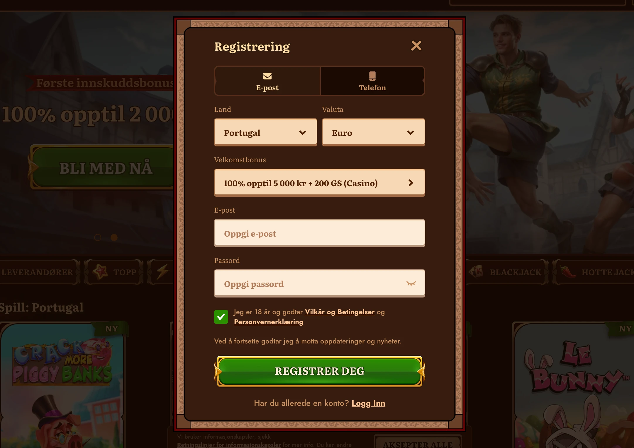 Wildrobin registrering